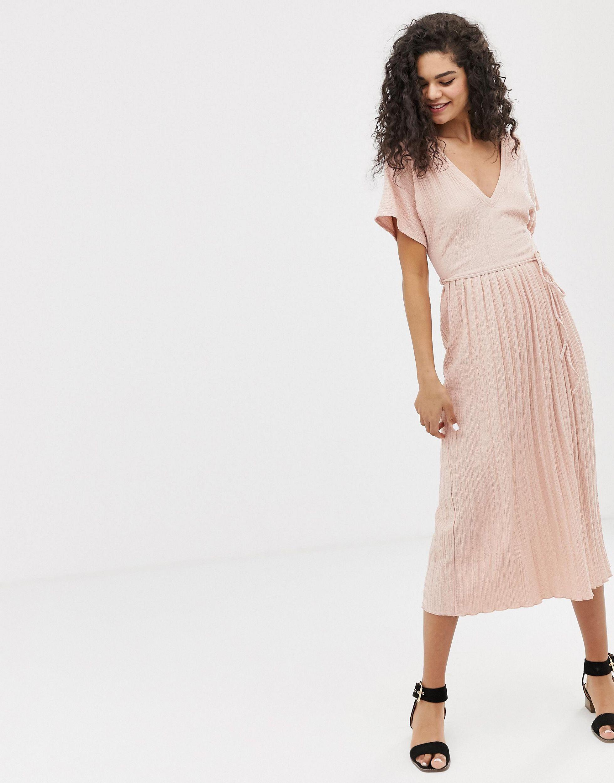 v neck midi skater dress