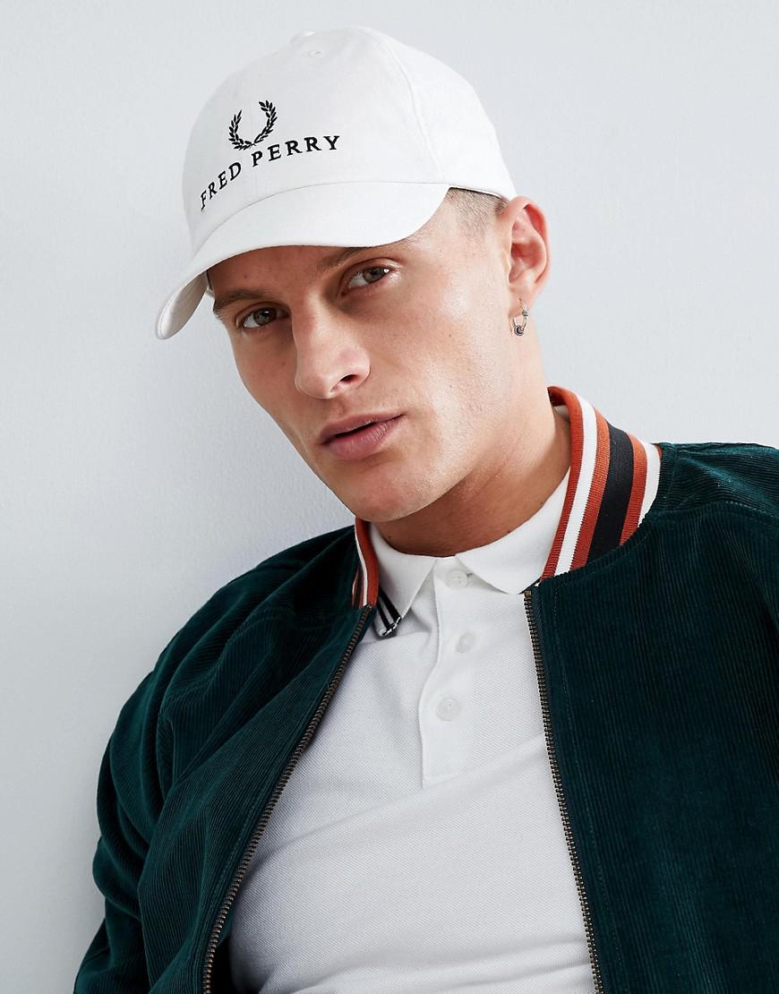 Fred Perry White Cotton Hat for Men | Lyst