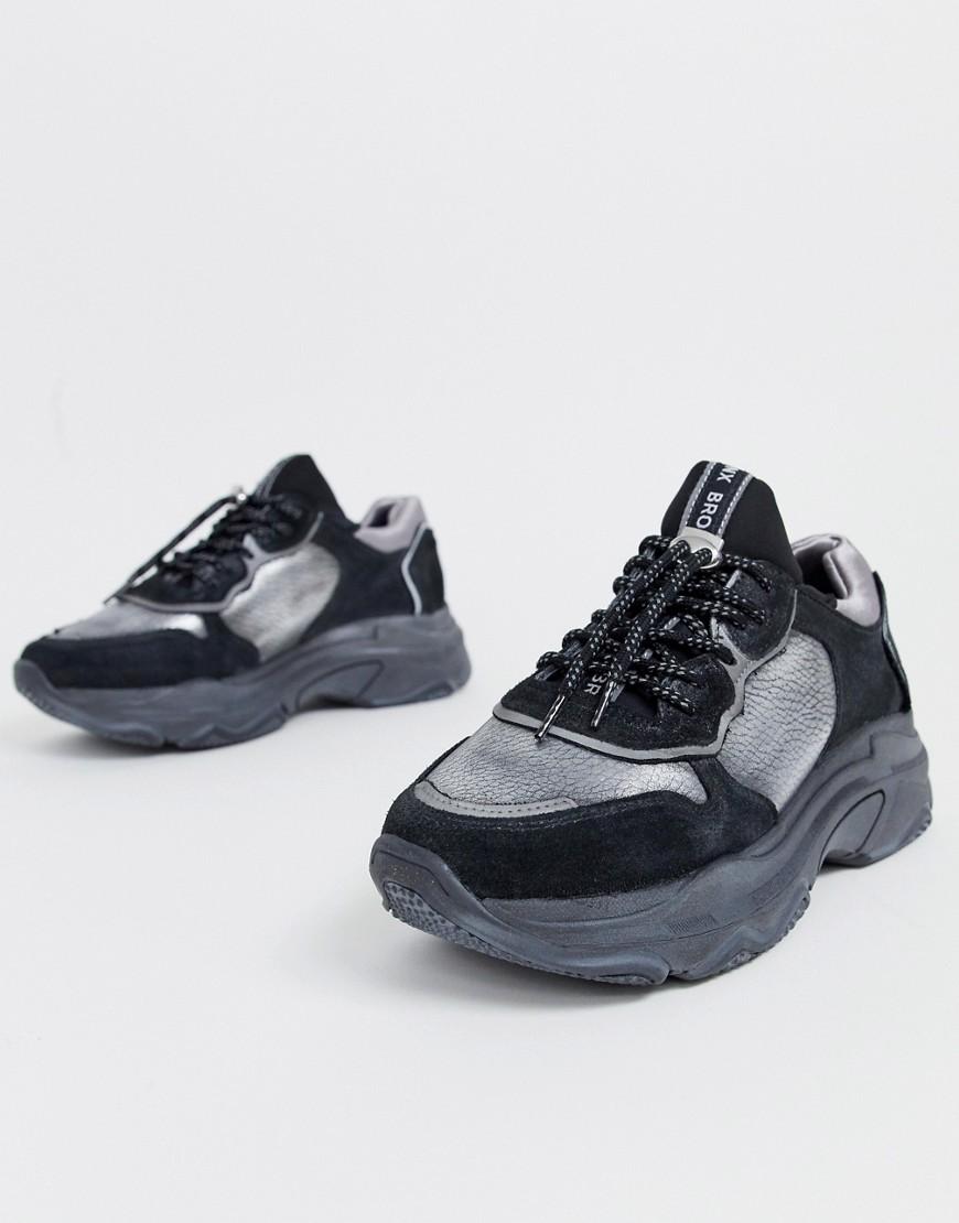 Bronx Suède Suède Sneakers Met Dikke Zool in het Zwart - Lyst