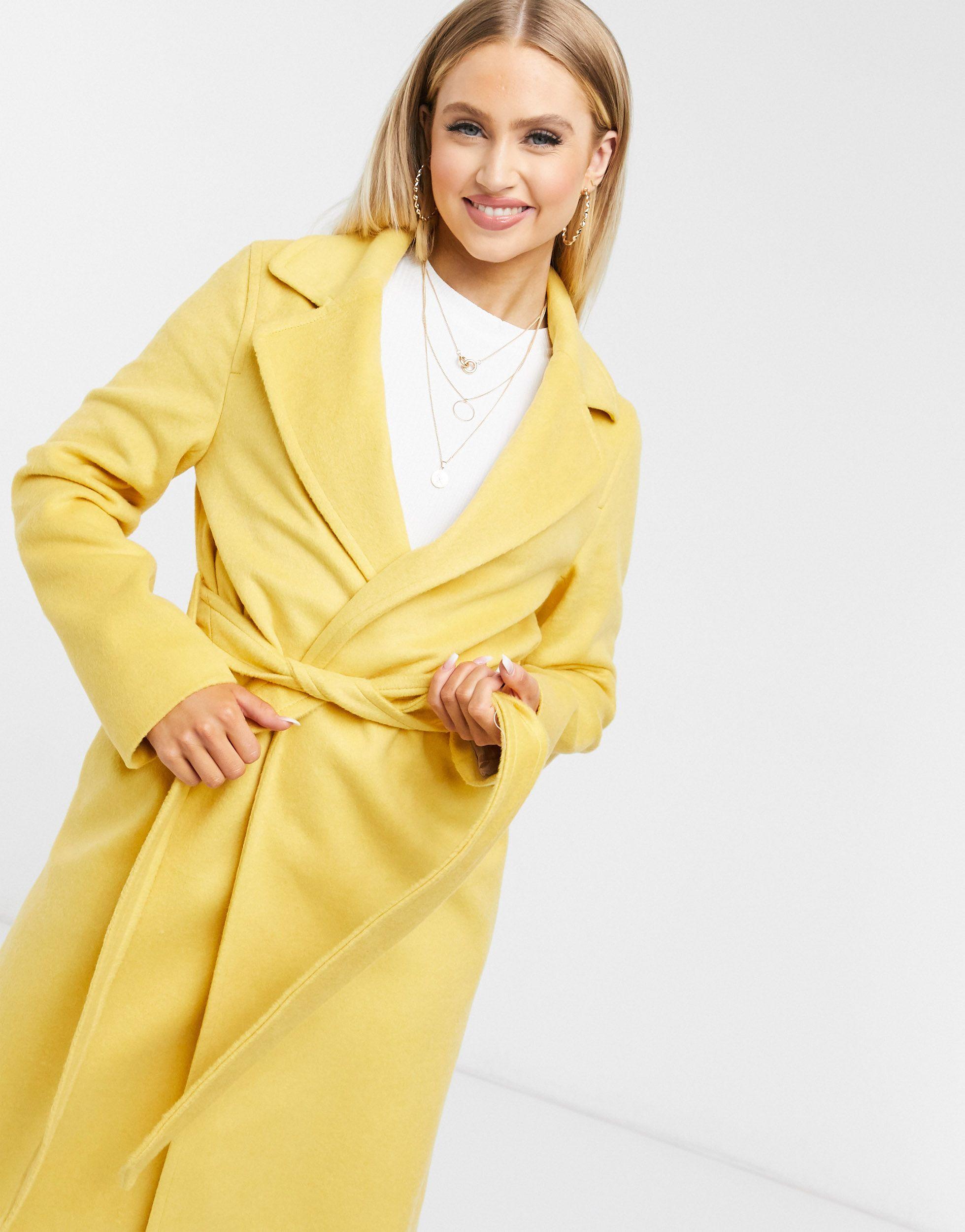 yellow wrap coat