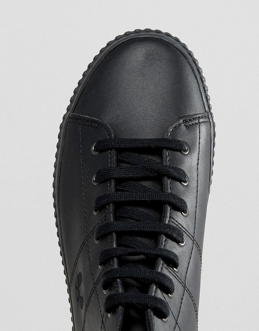 Fred Perry Leather High Top Trainer in Black | Lyst