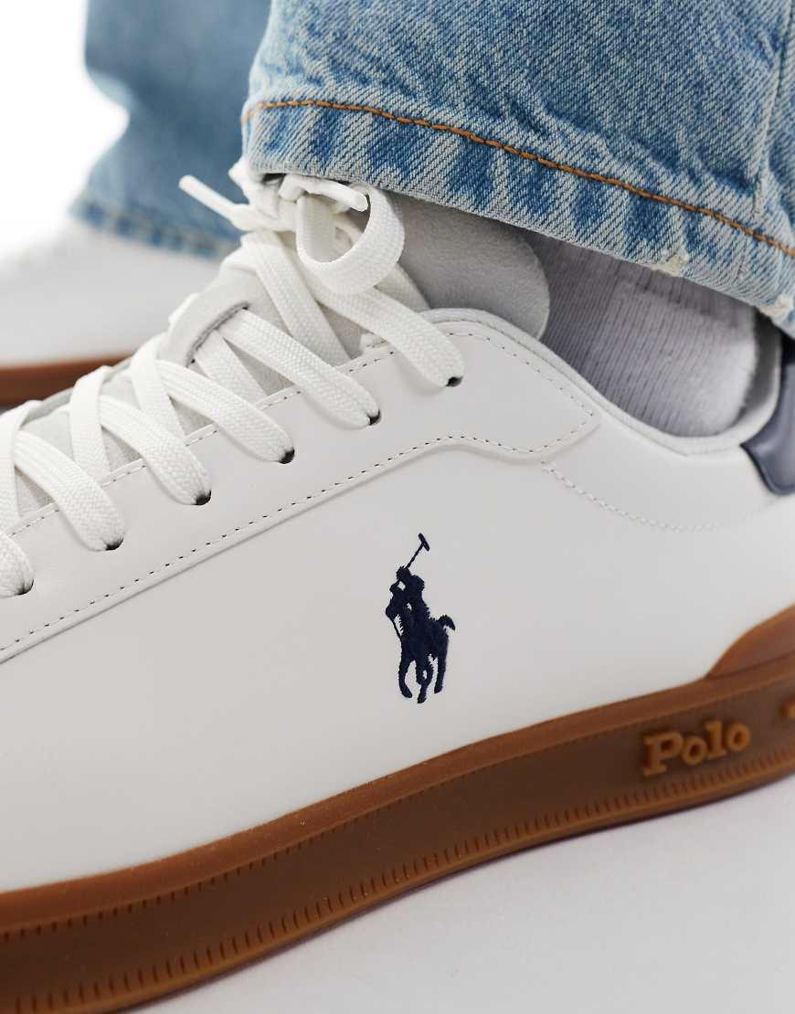 Polo Ralph Lauren Heritage Court Leather Suede Mix Sneakers With Gum Sole in Blue for Men Lyst UK