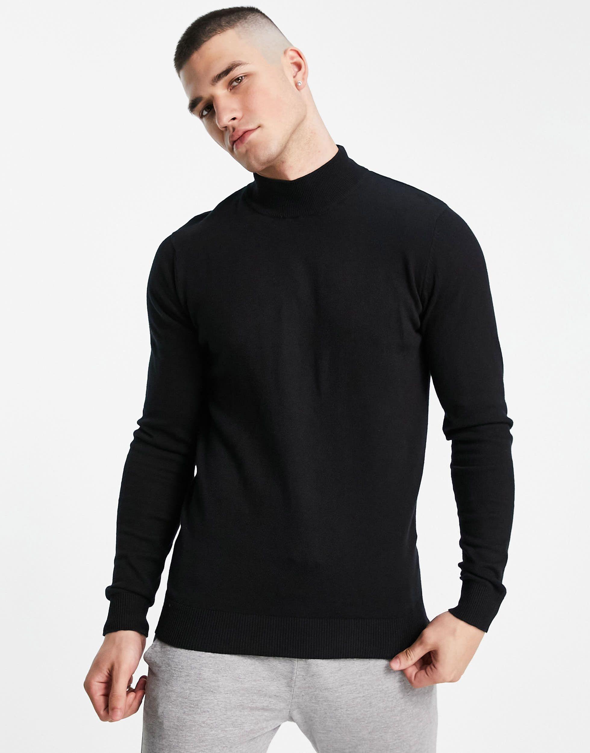 black cotton roll neck jumper