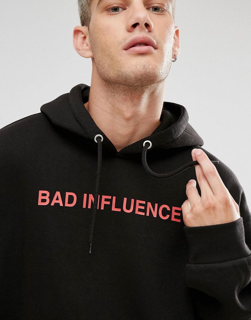 Weekday Denim Big Hawk Bad Influence Hoodie in Black for Men - Lyst