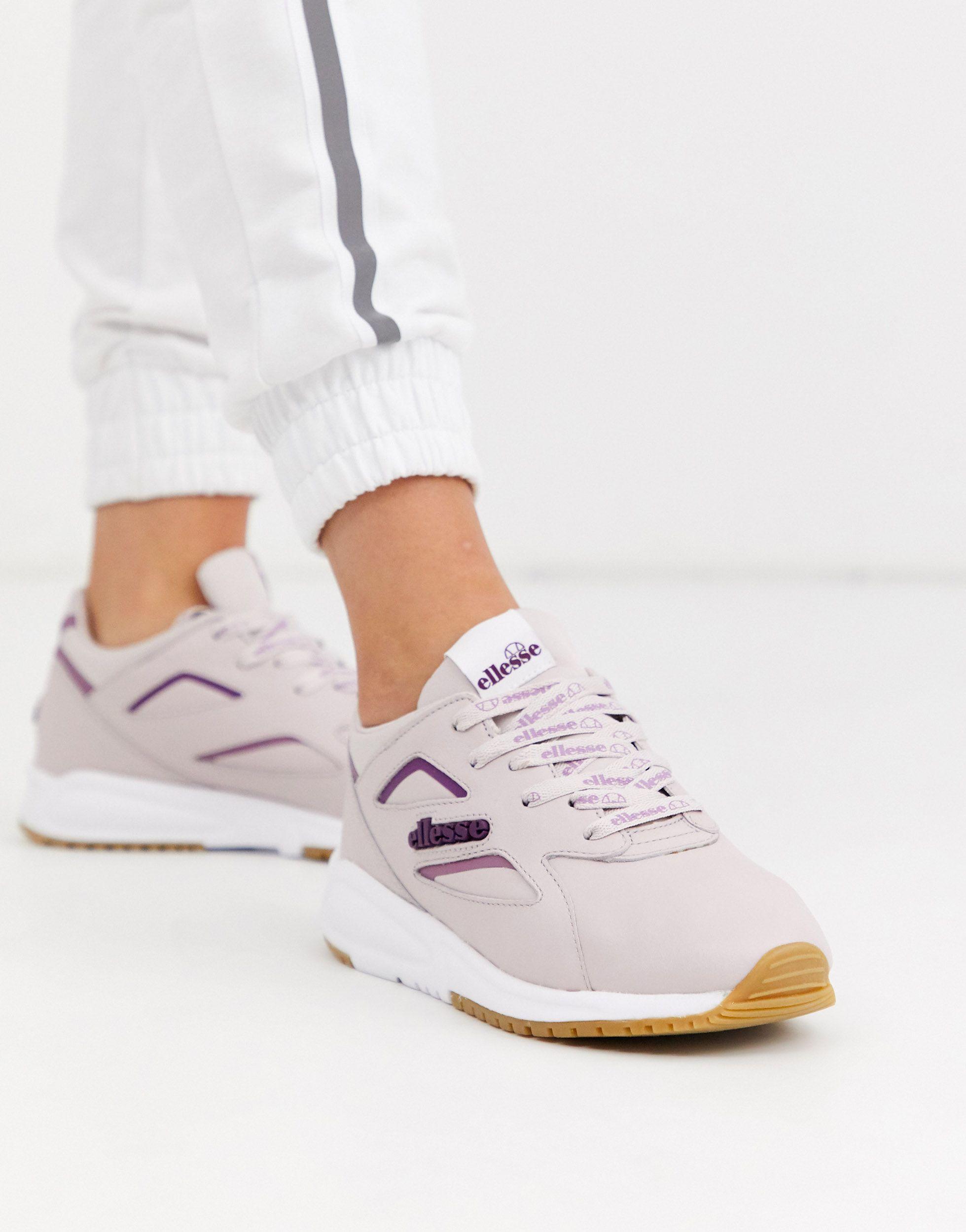 purple leather sneakers