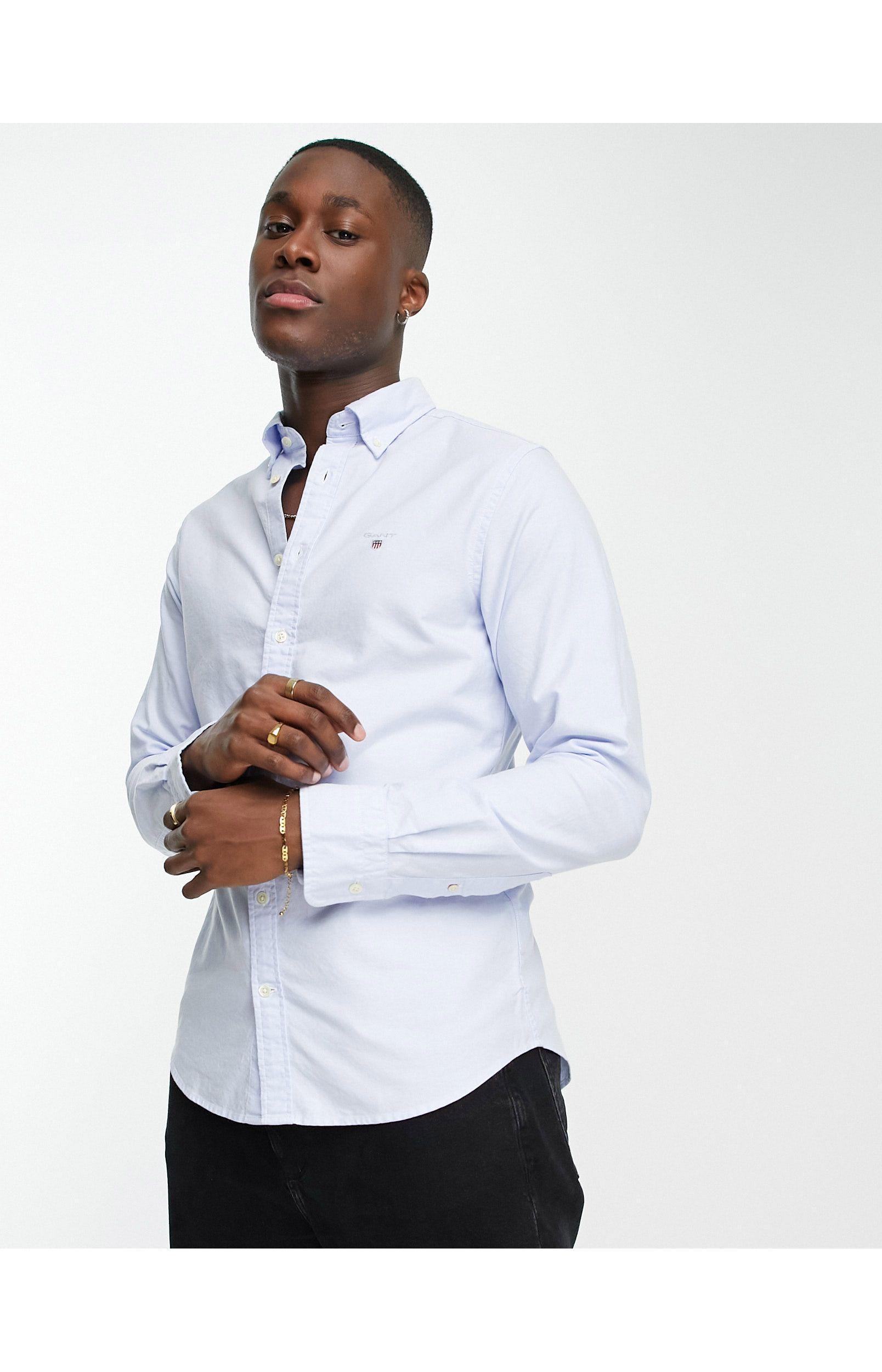 GANT Shield Logo Slim Fit Oxford Shirt Buttondown in White for Men | Lyst  Canada