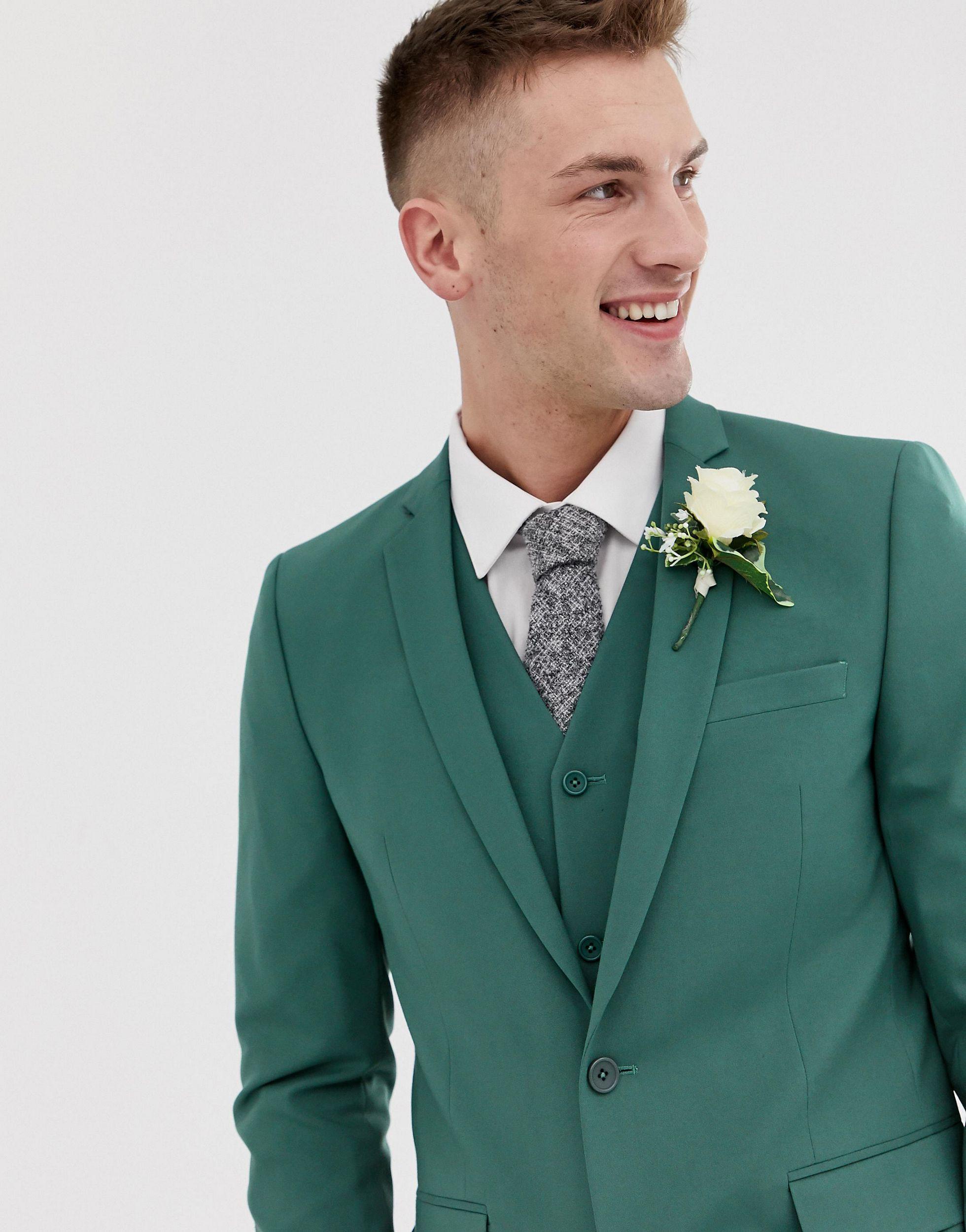 ASOS Wedding Slim Suit Jacket In Pine Green for Men | Lyst