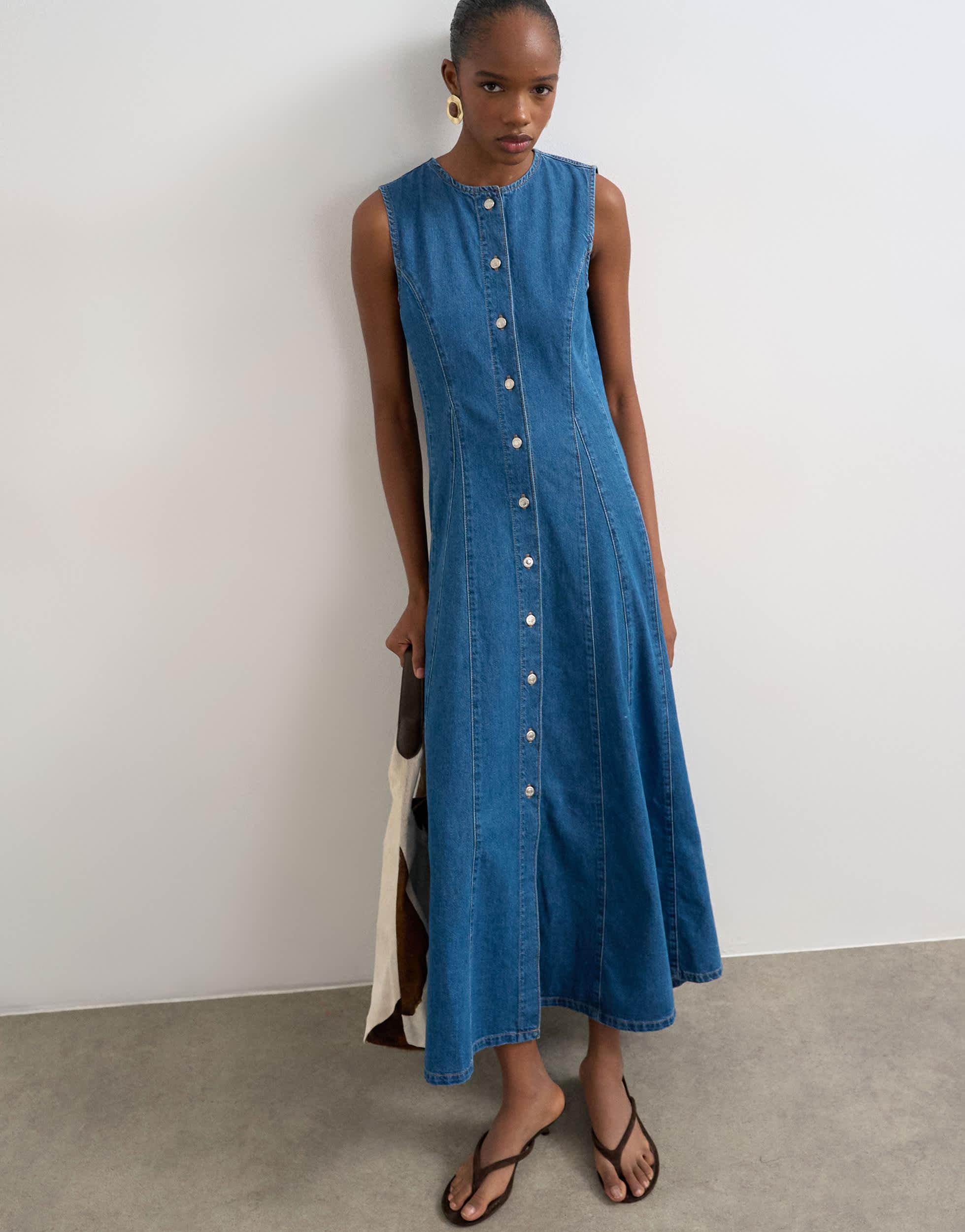 light blue denim dresses LONG DRESS DENIM / S Size:XL custom sizing ENA PELLY Olivia Denim Teen Girls
