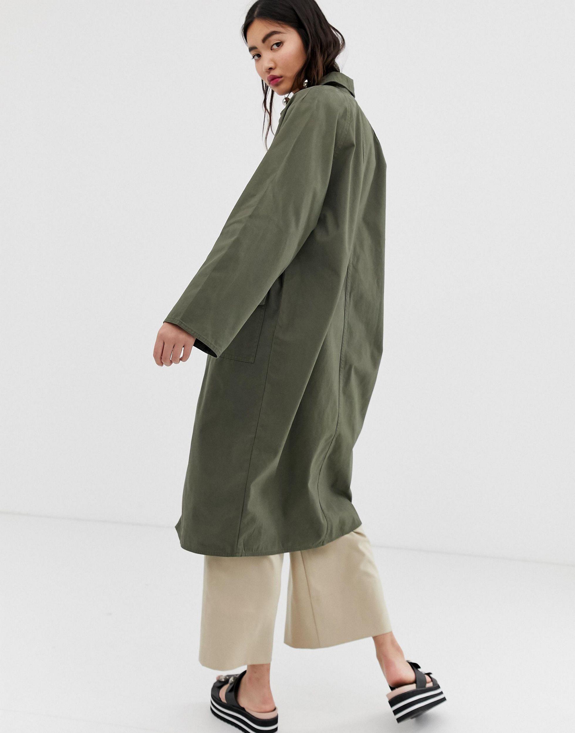 Monki Oversized Utility Style Lightweight Coat in Green | Lyst