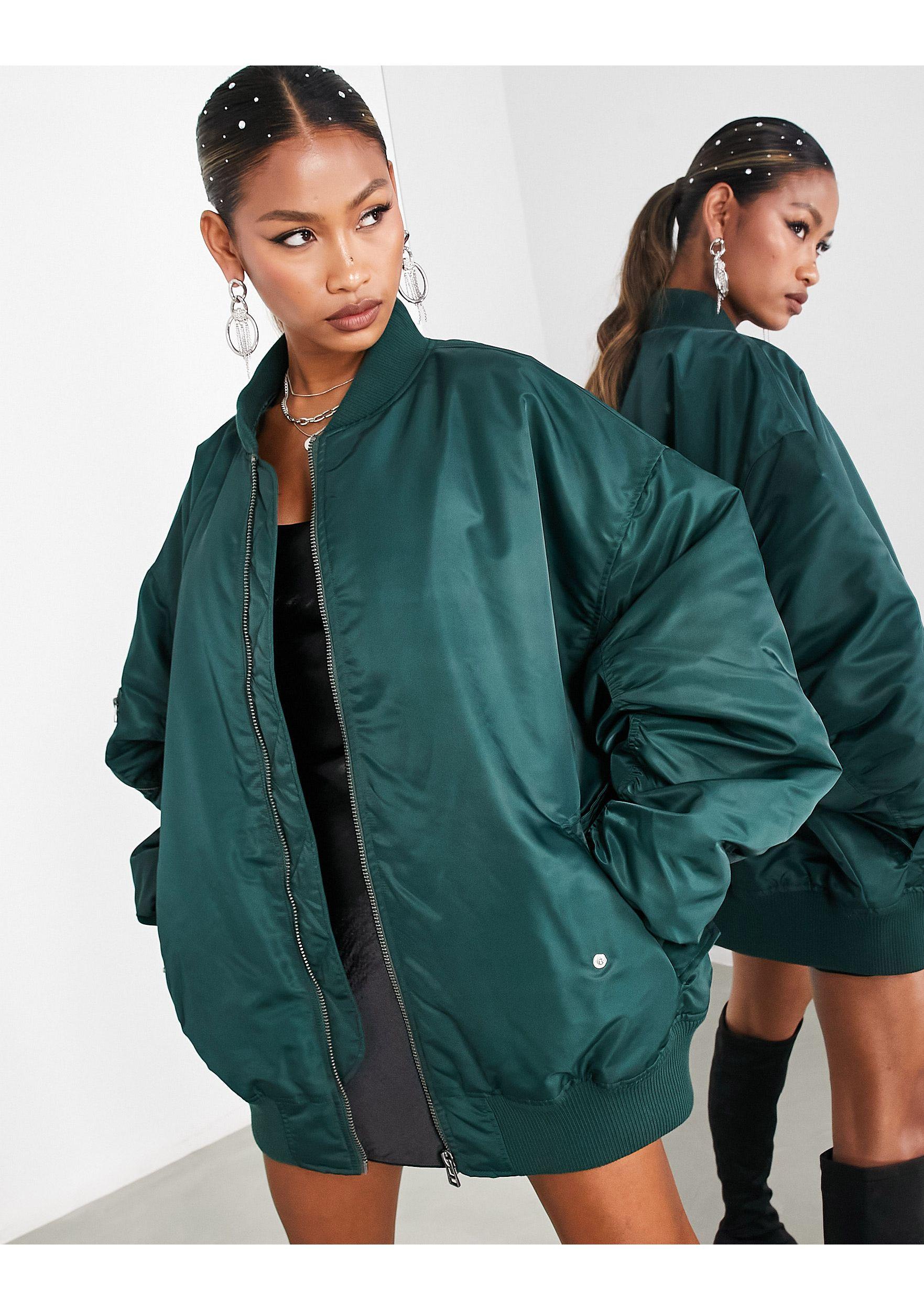 green oversized bomber jacket