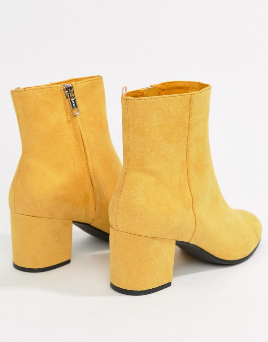 Monki Faux Heeled Ankle Boots In Yellow