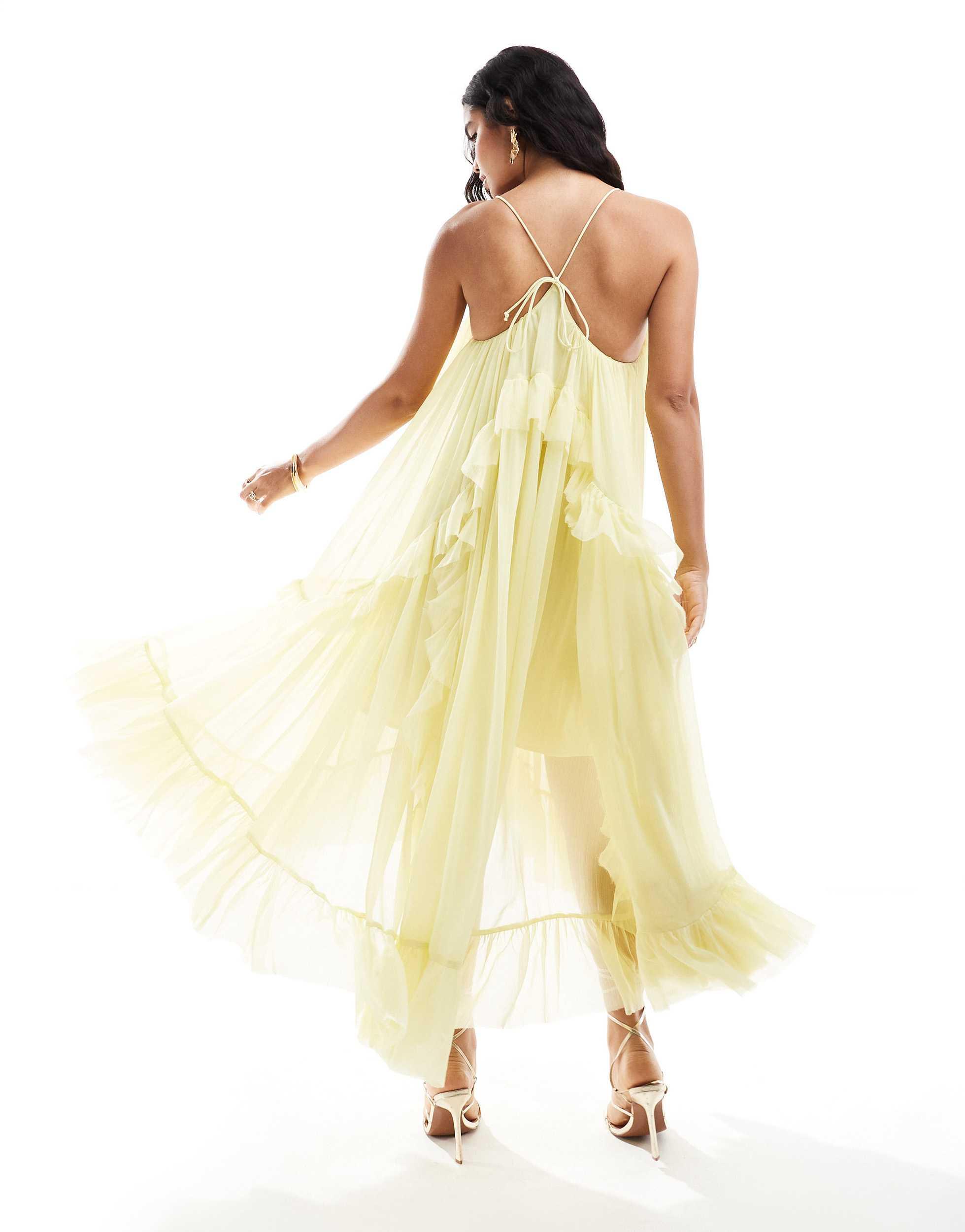 asos yellow backless dress Liza Mini Lace Dress in White main image 1