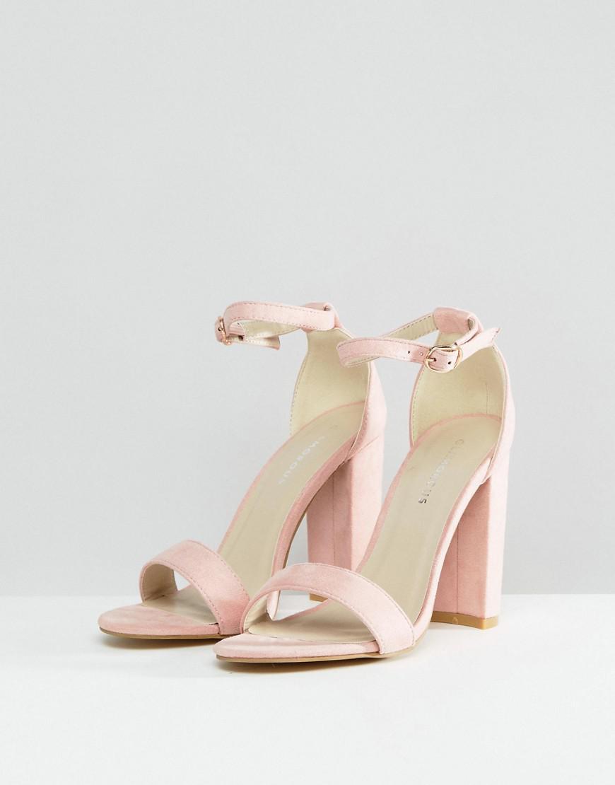 Glamorous Blush Barely There Block Heeled Sandals in Pink - Lyst