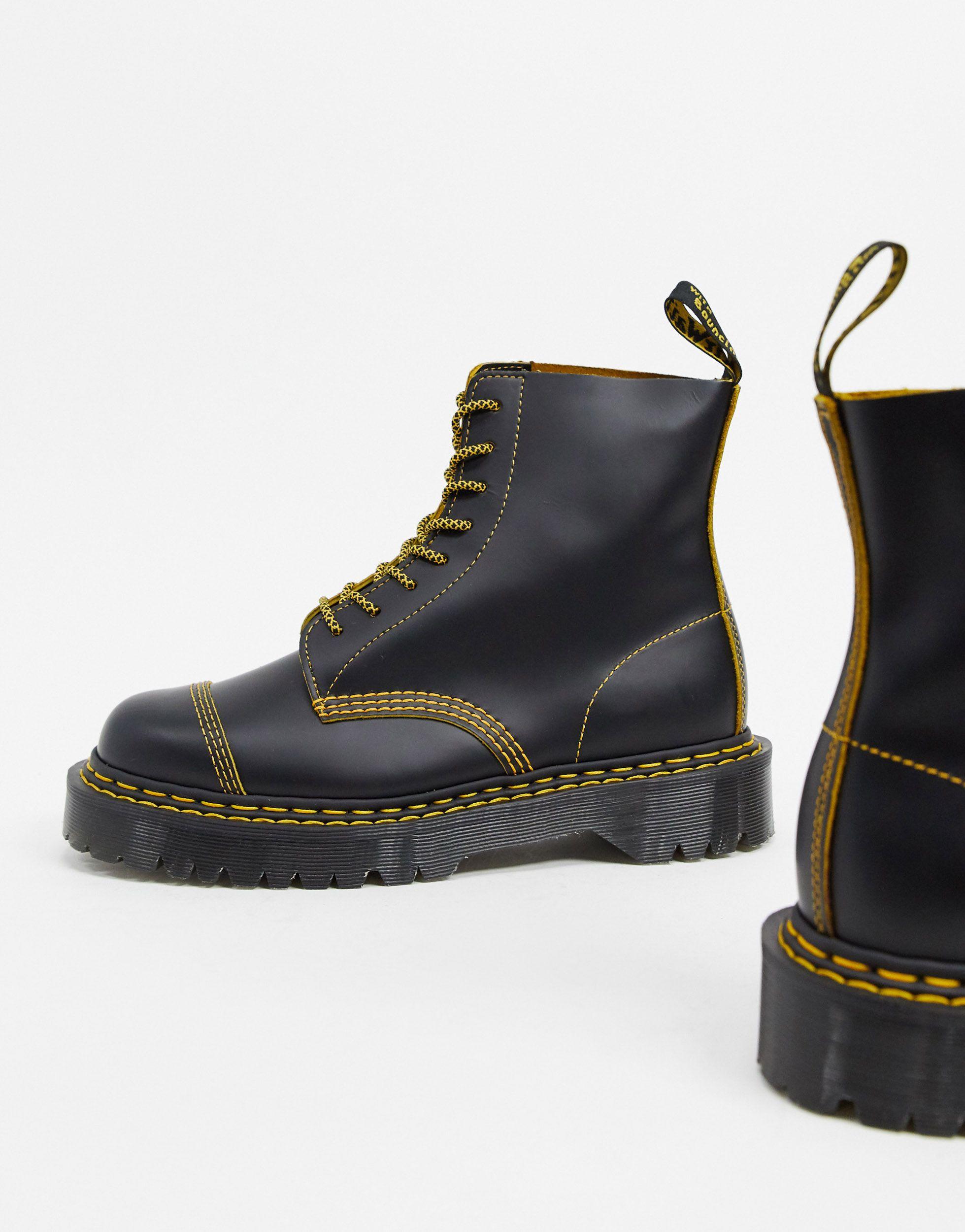 Dr. Martens Leather 1460 Pascal Bex Double Stitch Boots in Black for ...