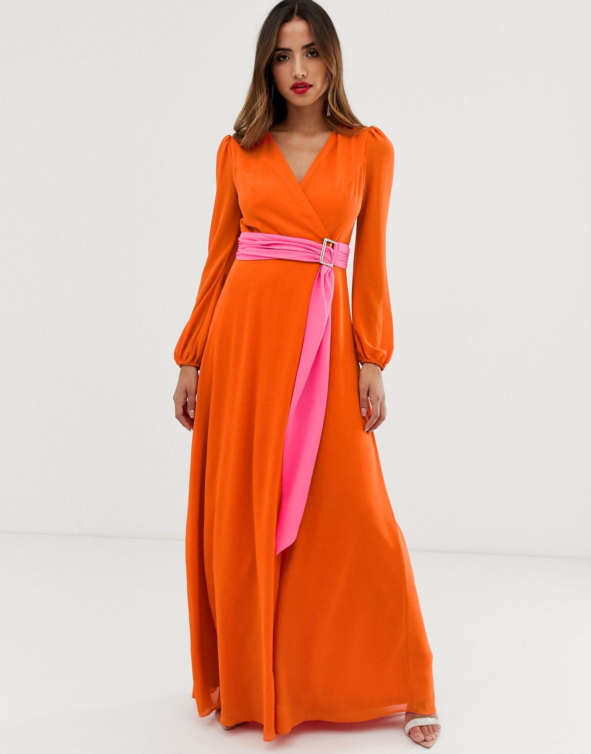 orange wrap maxi dress Big sale - OFF 74%