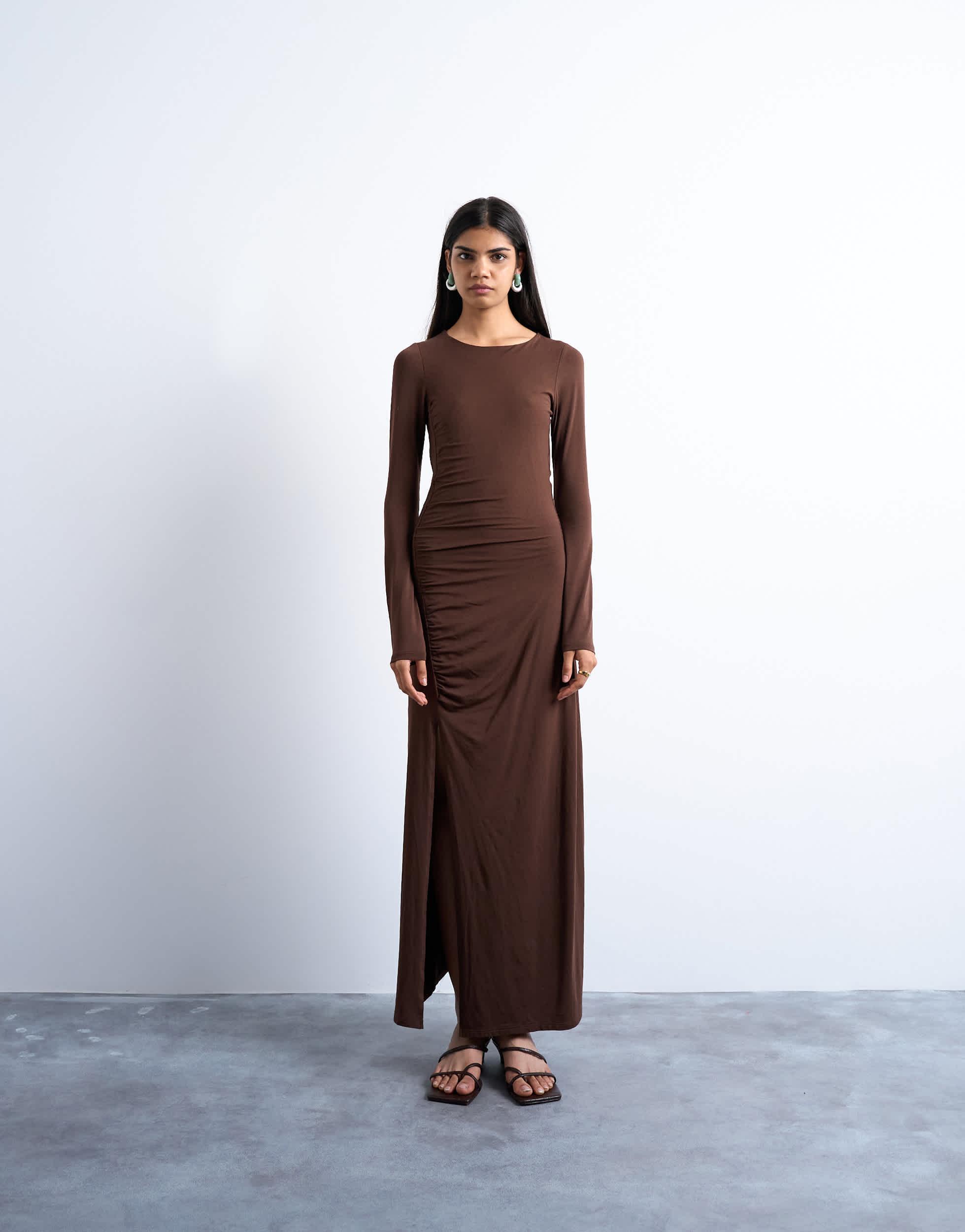 topshop ruched dress Topshop premium ruched bust midi dress in cream