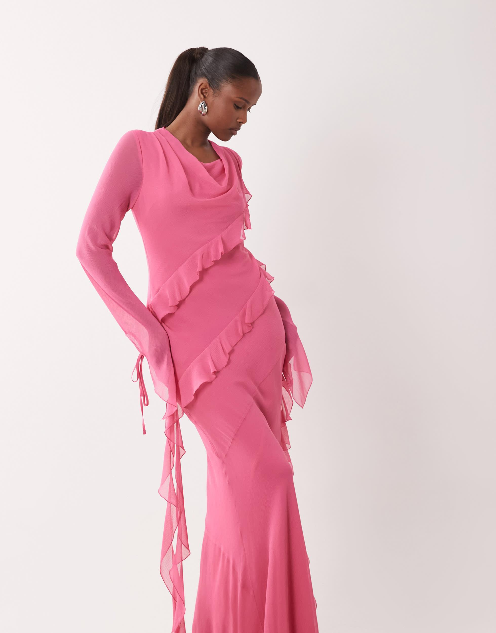 daska pink dress Daska exclusive high neck maxi dress in pink