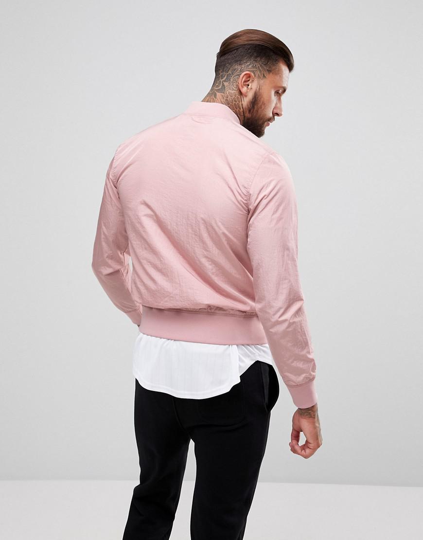 SIKSILK Bomber Jacket In Pink for Men | Lyst