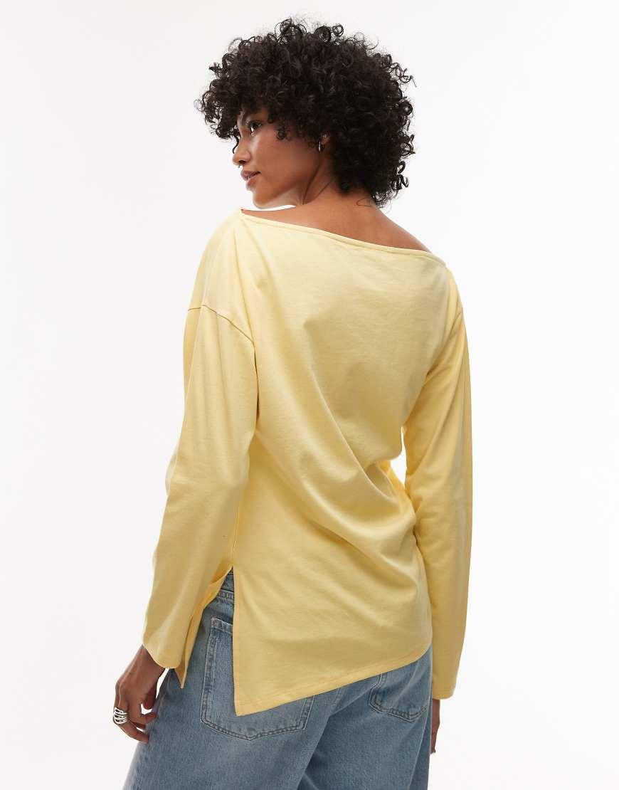 topshop long sleeve slash neck maxi dress in yellow Long Sleeve Topshop Mustard Dress Topshop Long Sleeve Slash Neck Maxi Dress In Yellow ASOS