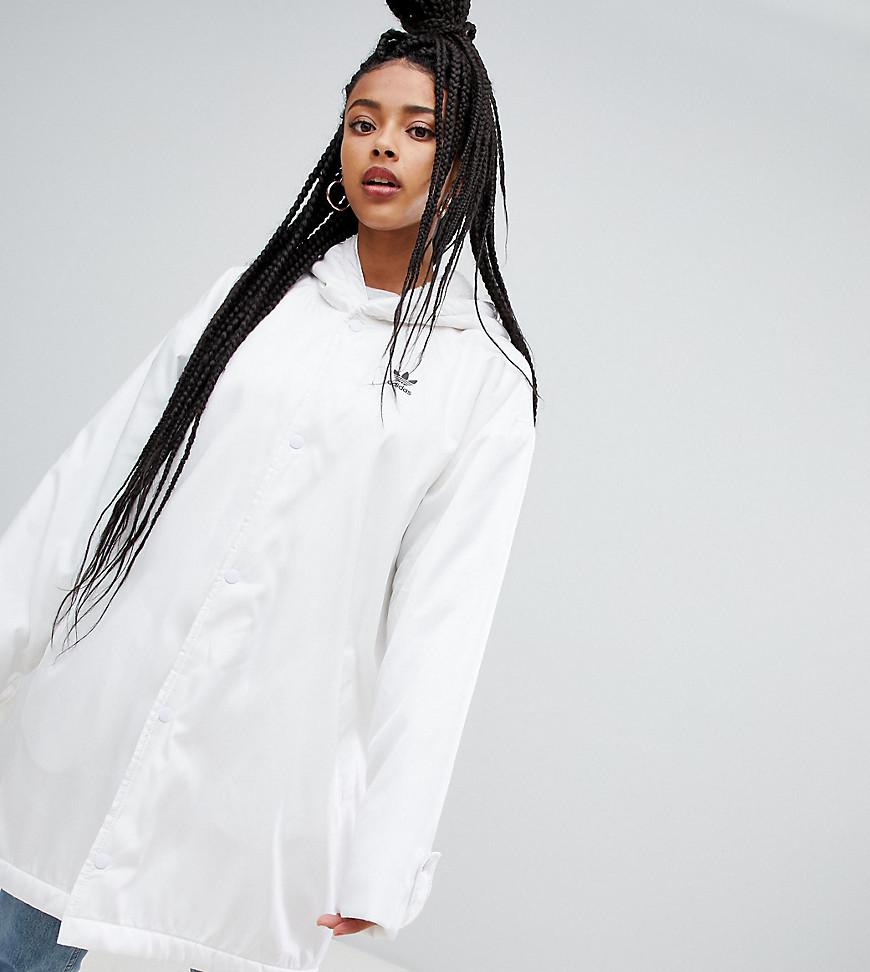 adidas Originals Hooded Coat With Back Logo in White - Lyst