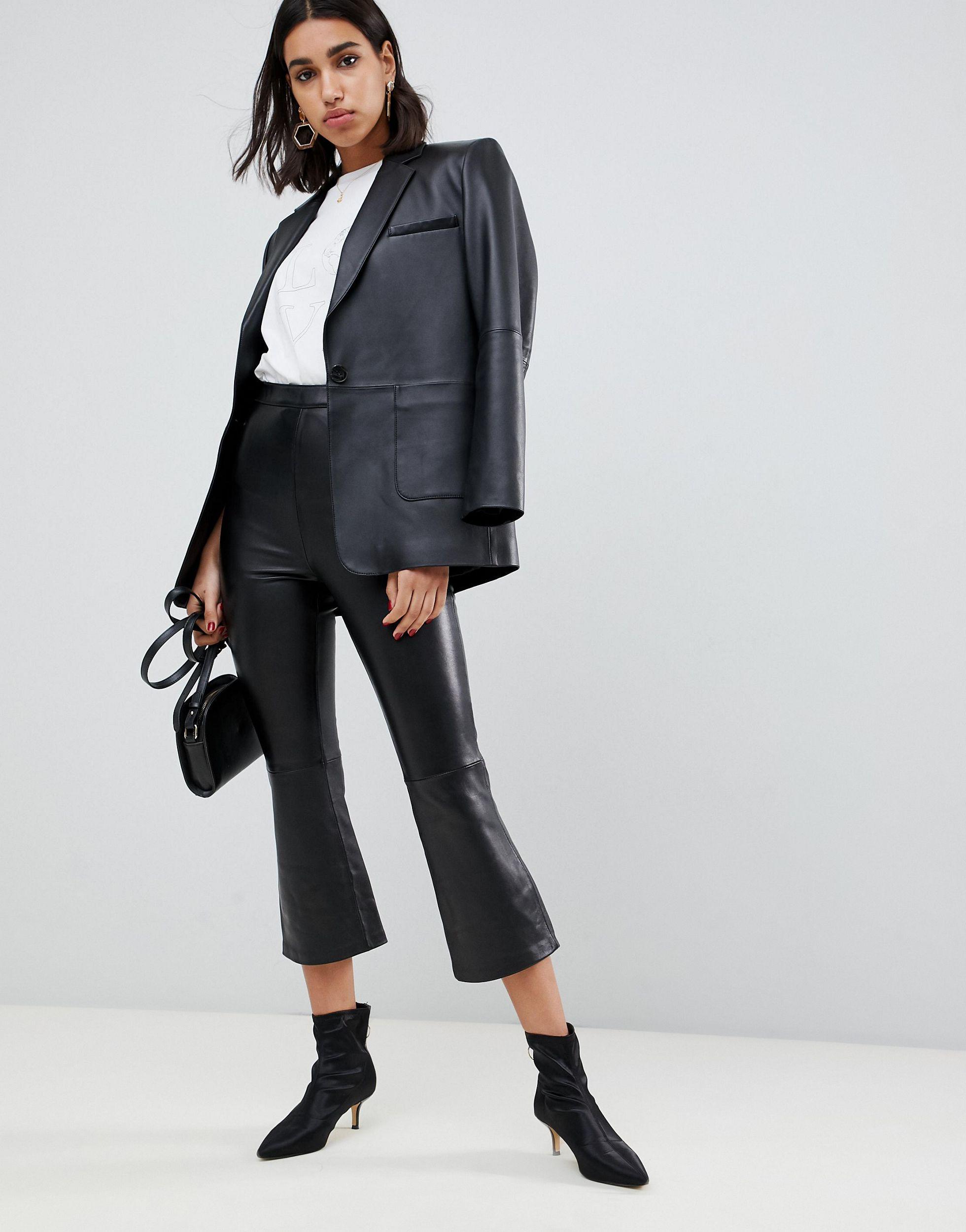 ASOS Premium Leather Kickflare Pants in 