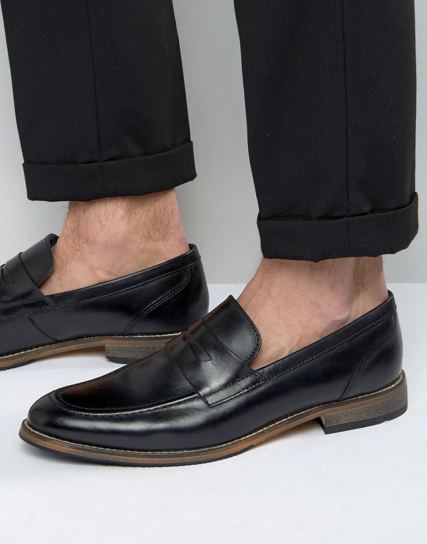 ASOS Loafers In Black Leather With Natural Sole for Men - Lyst