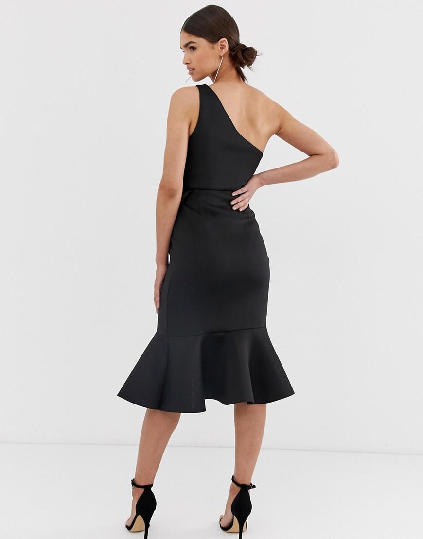 asos one shoulder tuck detail midi dress