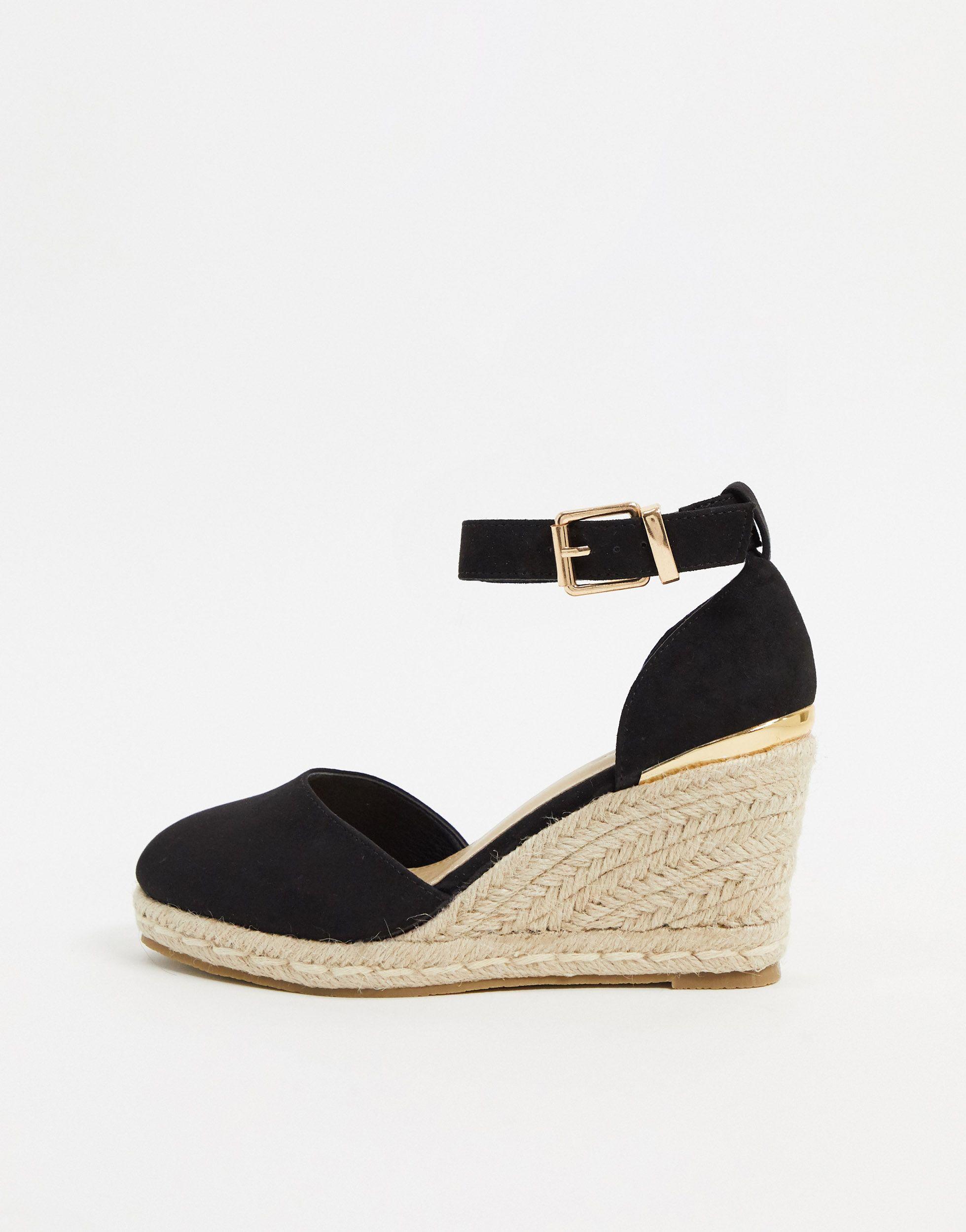 Truffle Collection Heeled Espadrille Wedges-black - Lyst