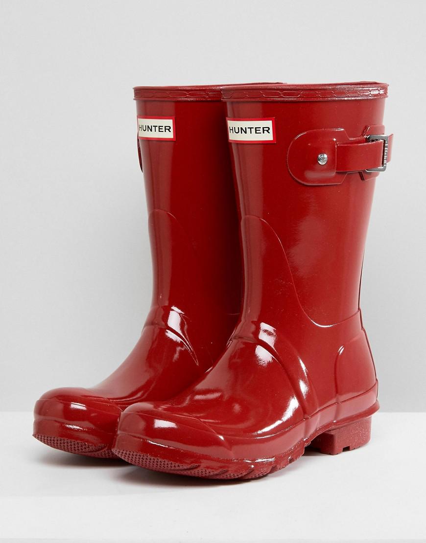 red hunter ankle boots