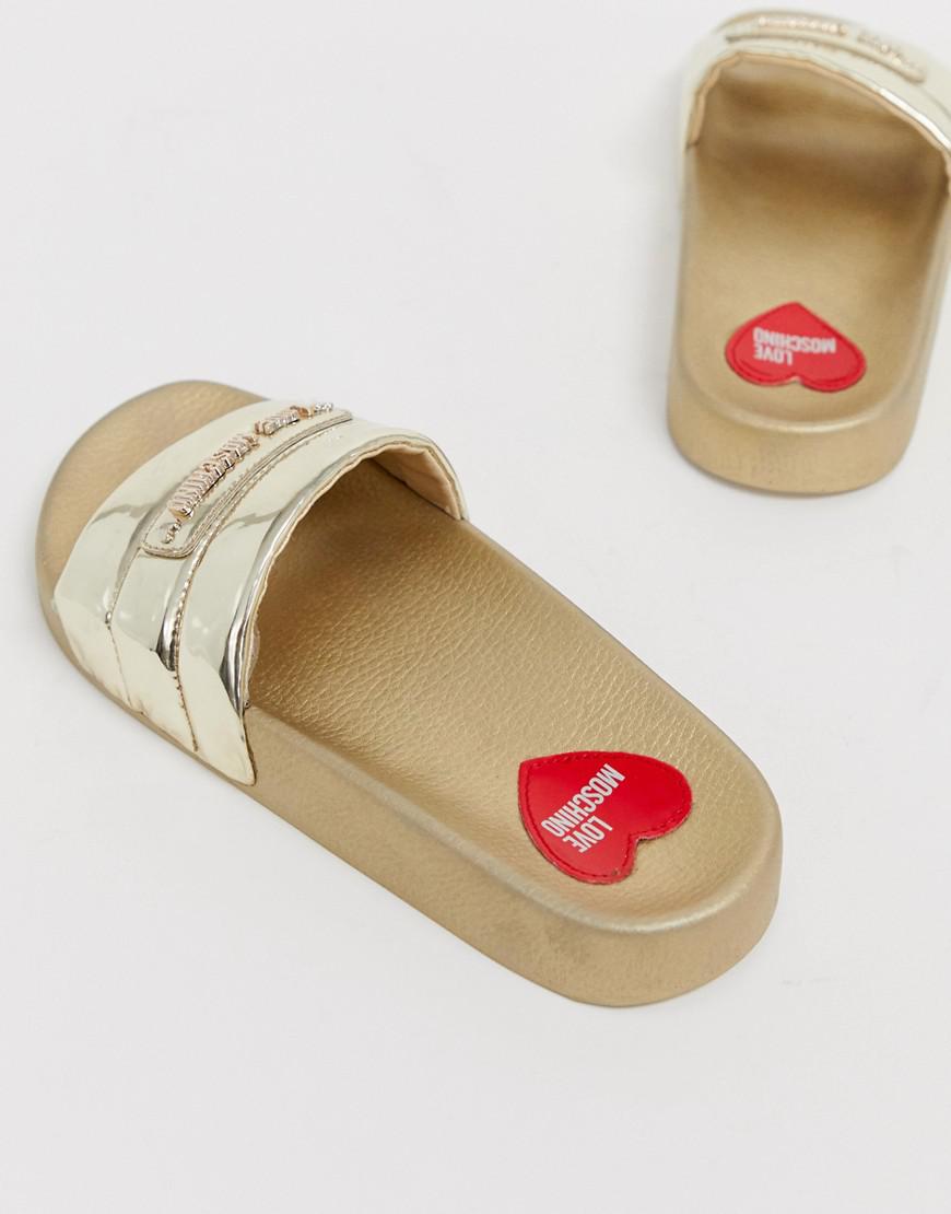 Love Moschino Women's Quilted Metallic Slider