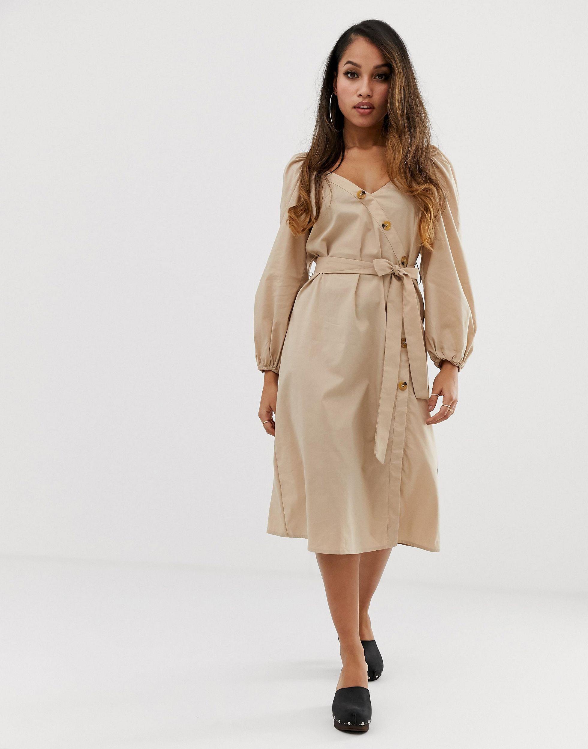 boohoo button through midi dress