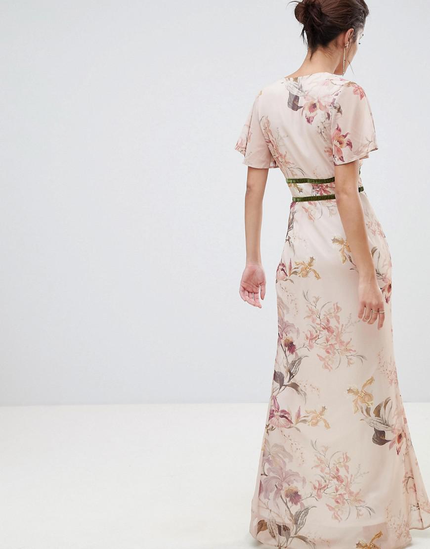 hope and ivy fluted sleeve midi dress