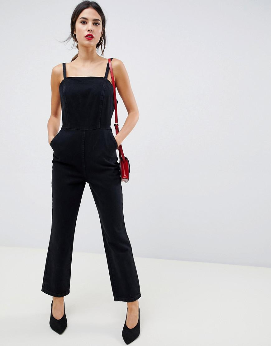 denim strappy jumpsuit