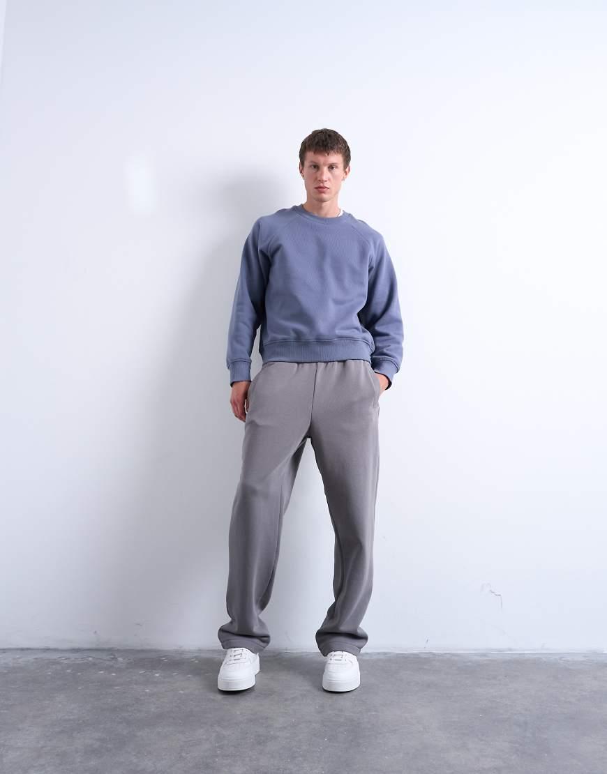 Sweatshirt Topman Grey Joggers Topman Oversized Fit V Neck Jumper