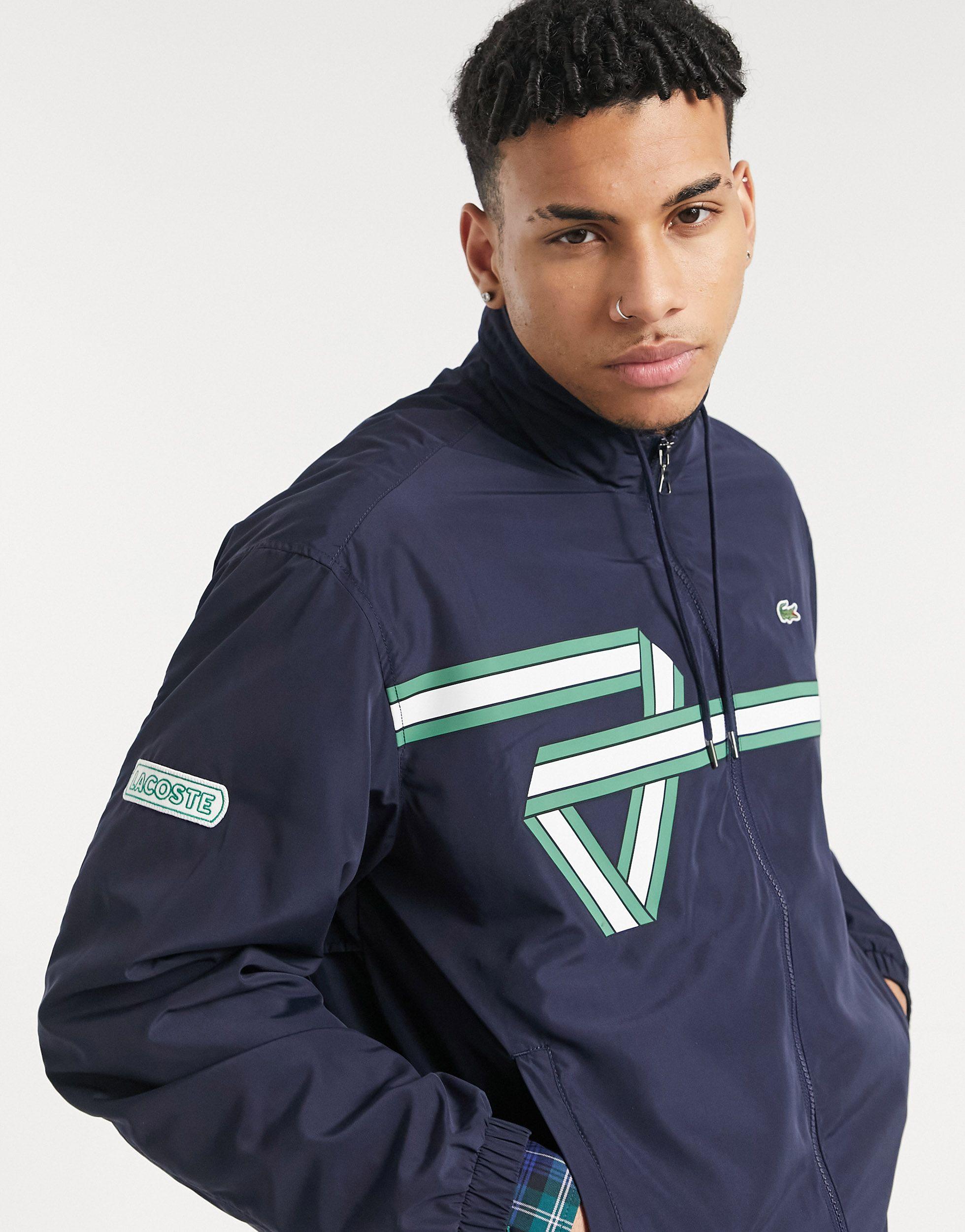 Lacoste Print Band Zip Heritage Tracksuit Jacket in Blue for Men | Lyst