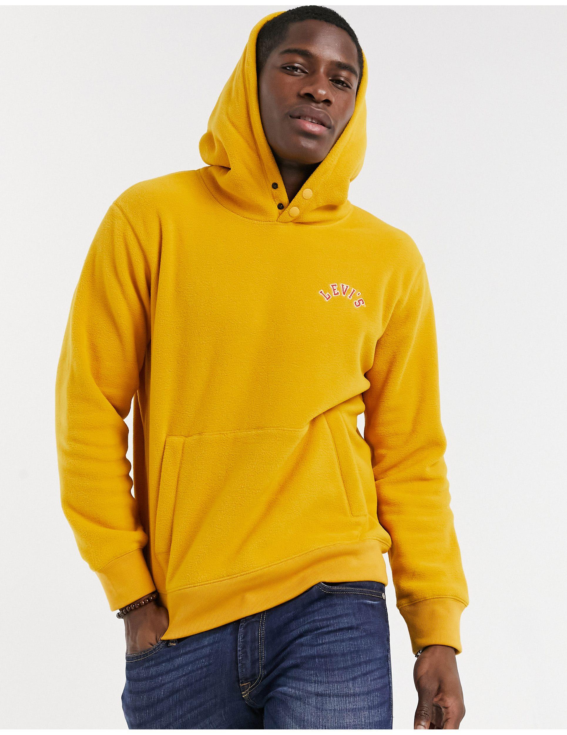 Levi's Logo Polar Fleece Hoodie in Yellow for Men - Lyst