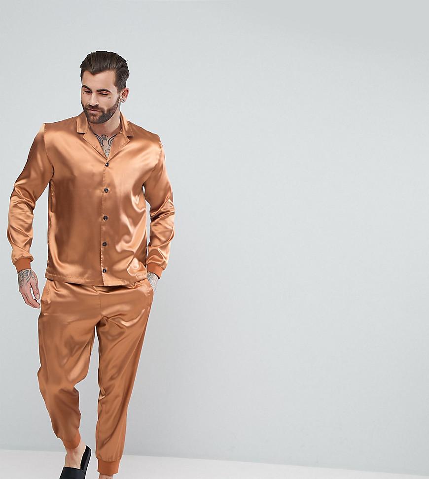 ASOS Satin Pyjama Set in Orange for Men - Lyst