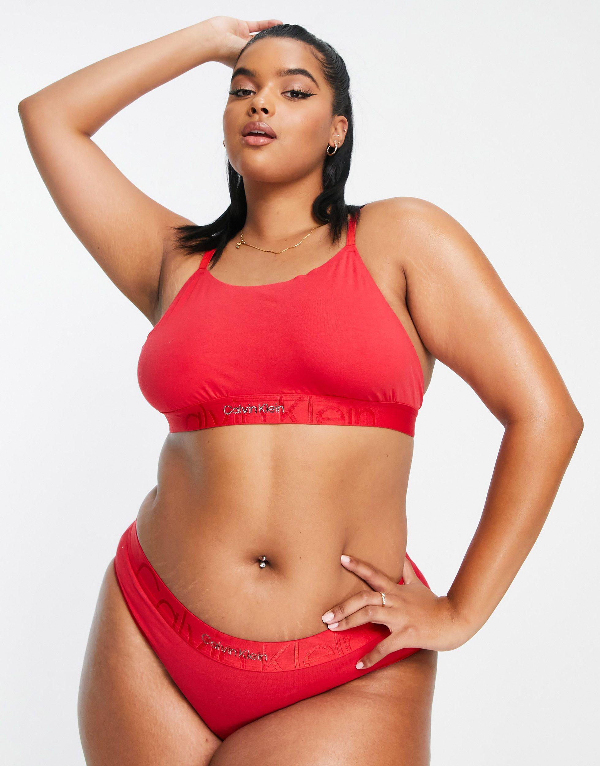Calvin Klein Curve Embossed Icon Cotton Blend Bikini Style Brief in Red |  Lyst