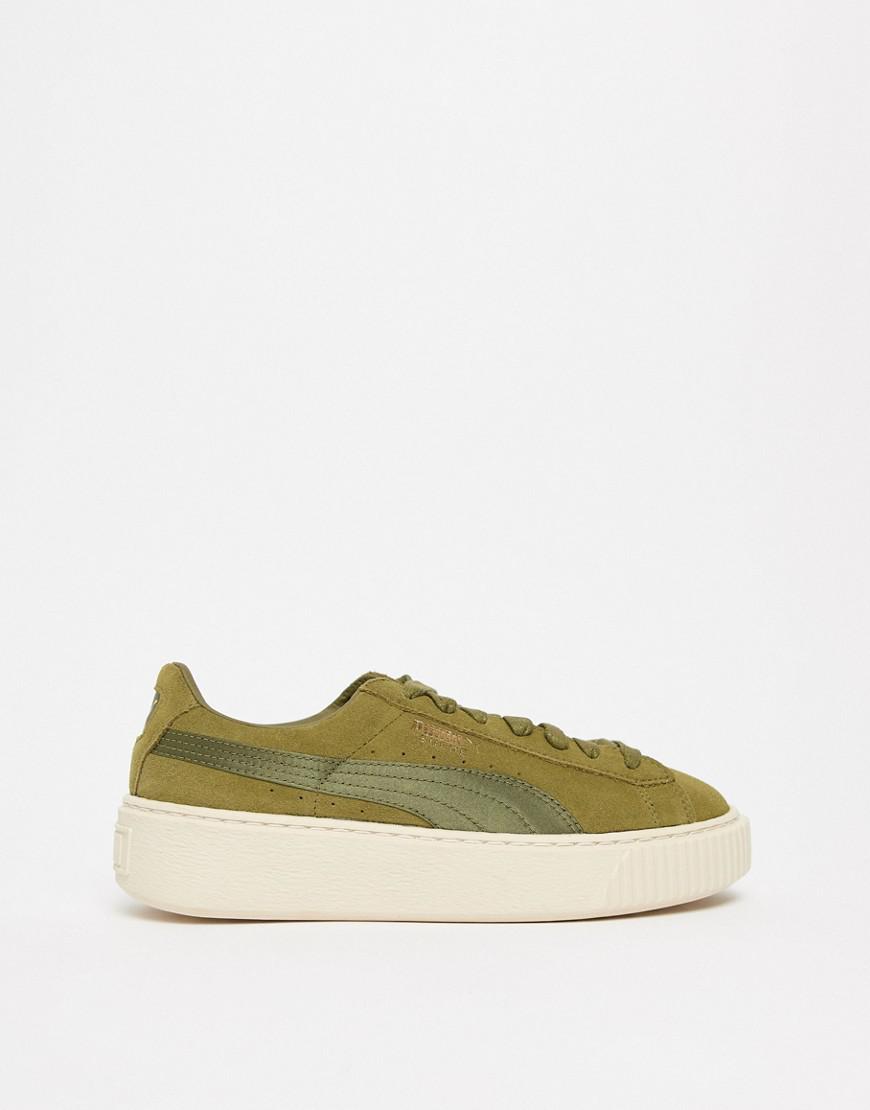 puma suede platform kaki