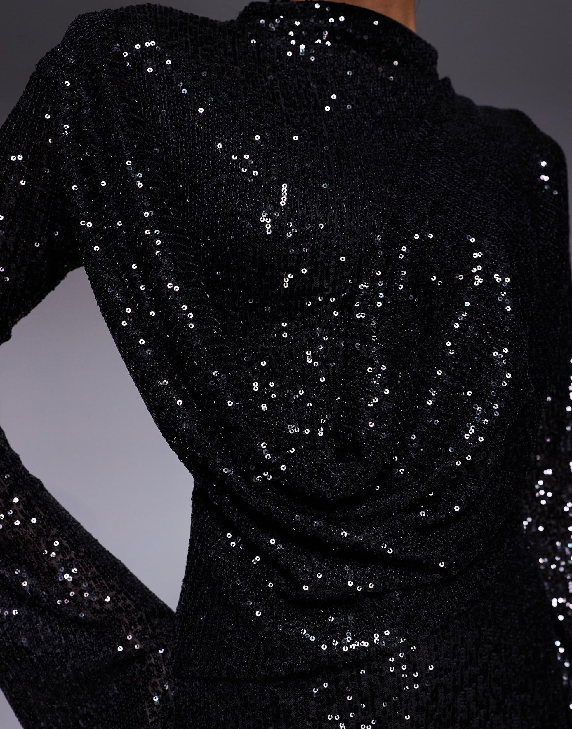 sequin wrap dress asos ASOS EDITION floral sequin wrap mini dress in black