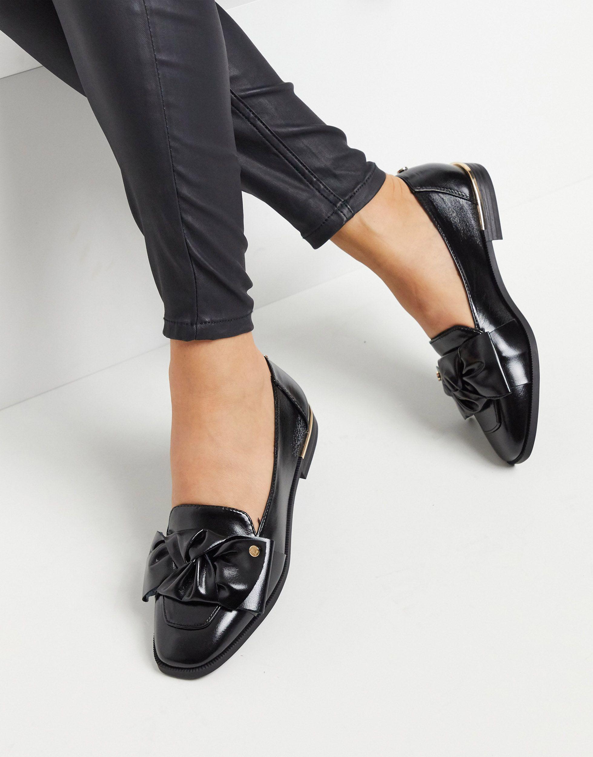 River Island Rubber Loafer Met Strik in het Zwart - Lyst