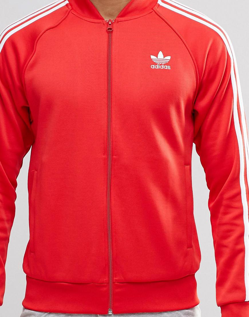 adidas track jacket mens red
