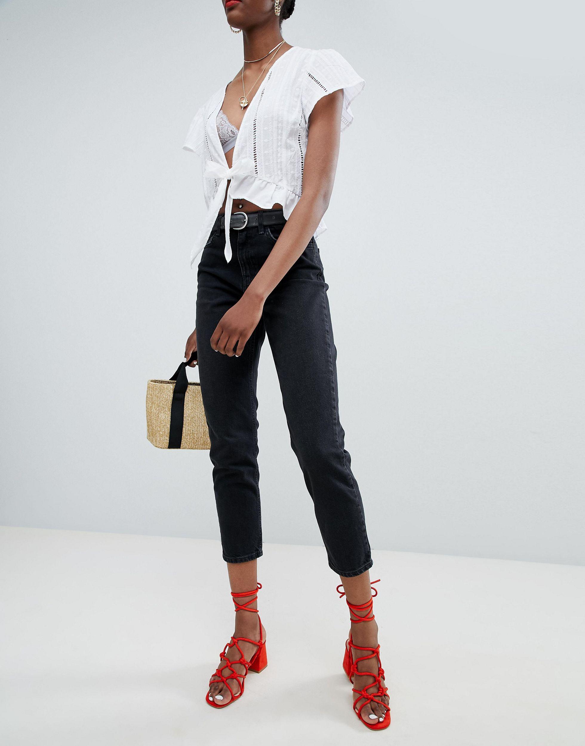 New Look Tori Mom Jean in Black | Lyst 
