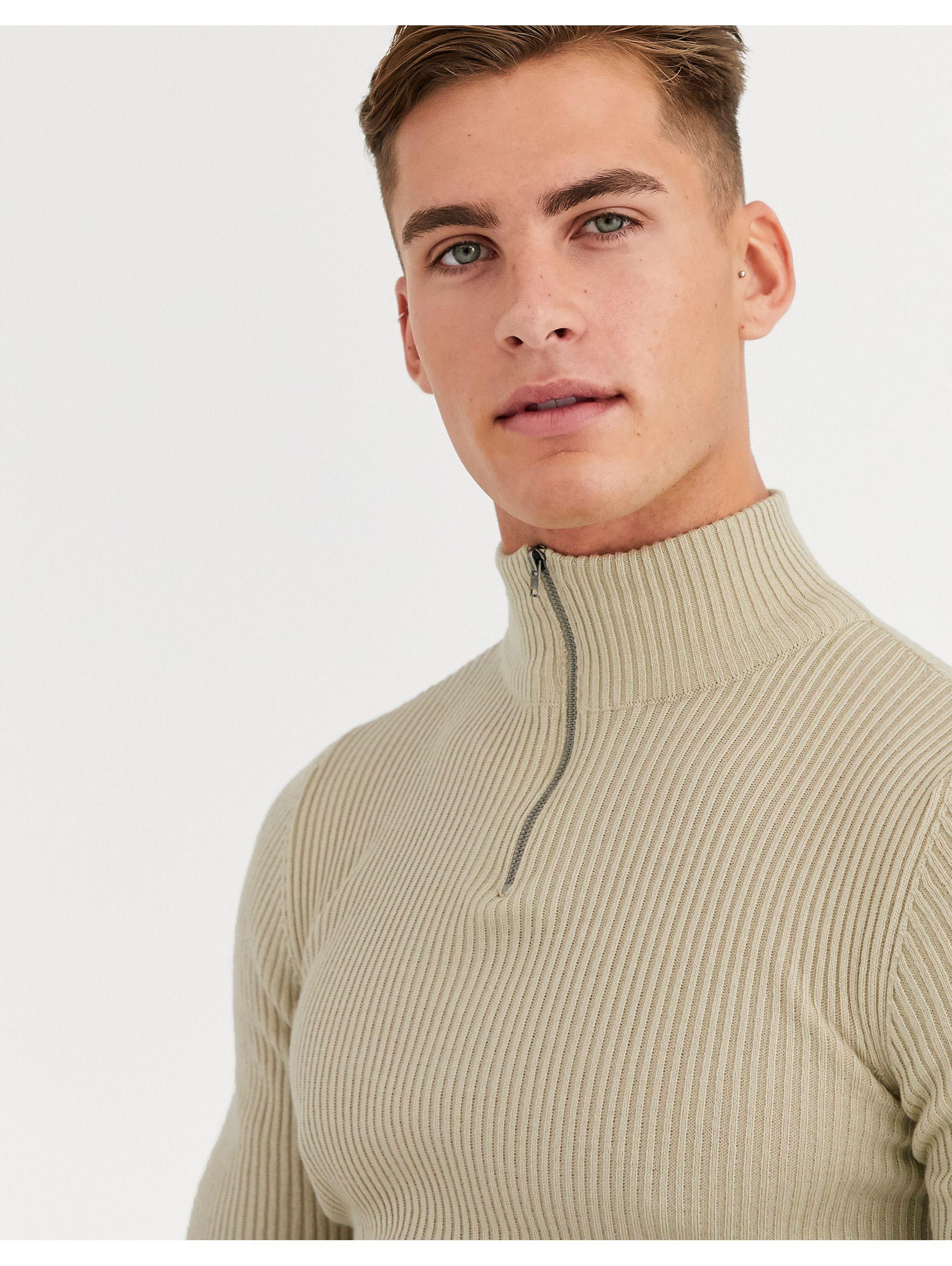 muscle fit half zip jumper