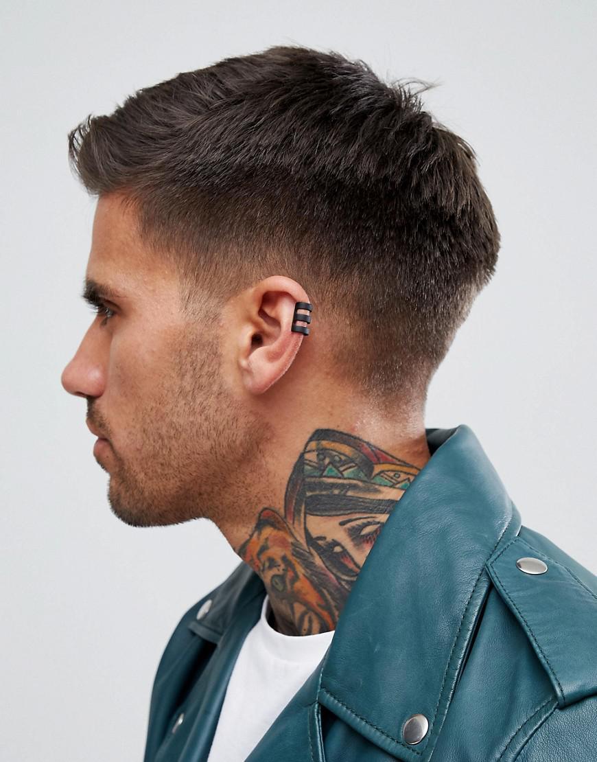 Icon Brand Ear Cuff Earring In Black for Men