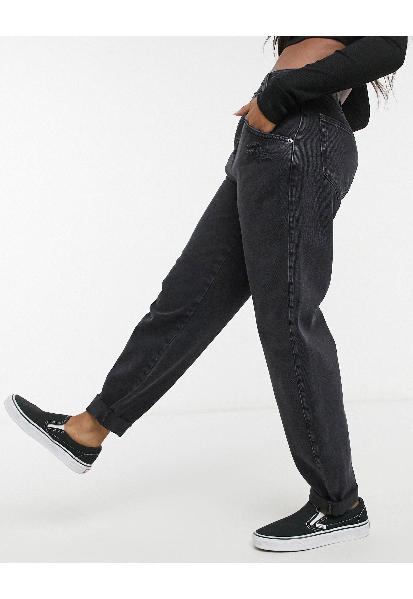 Pull&Bear Denim Slouch Fit Jeans in Black | Lyst