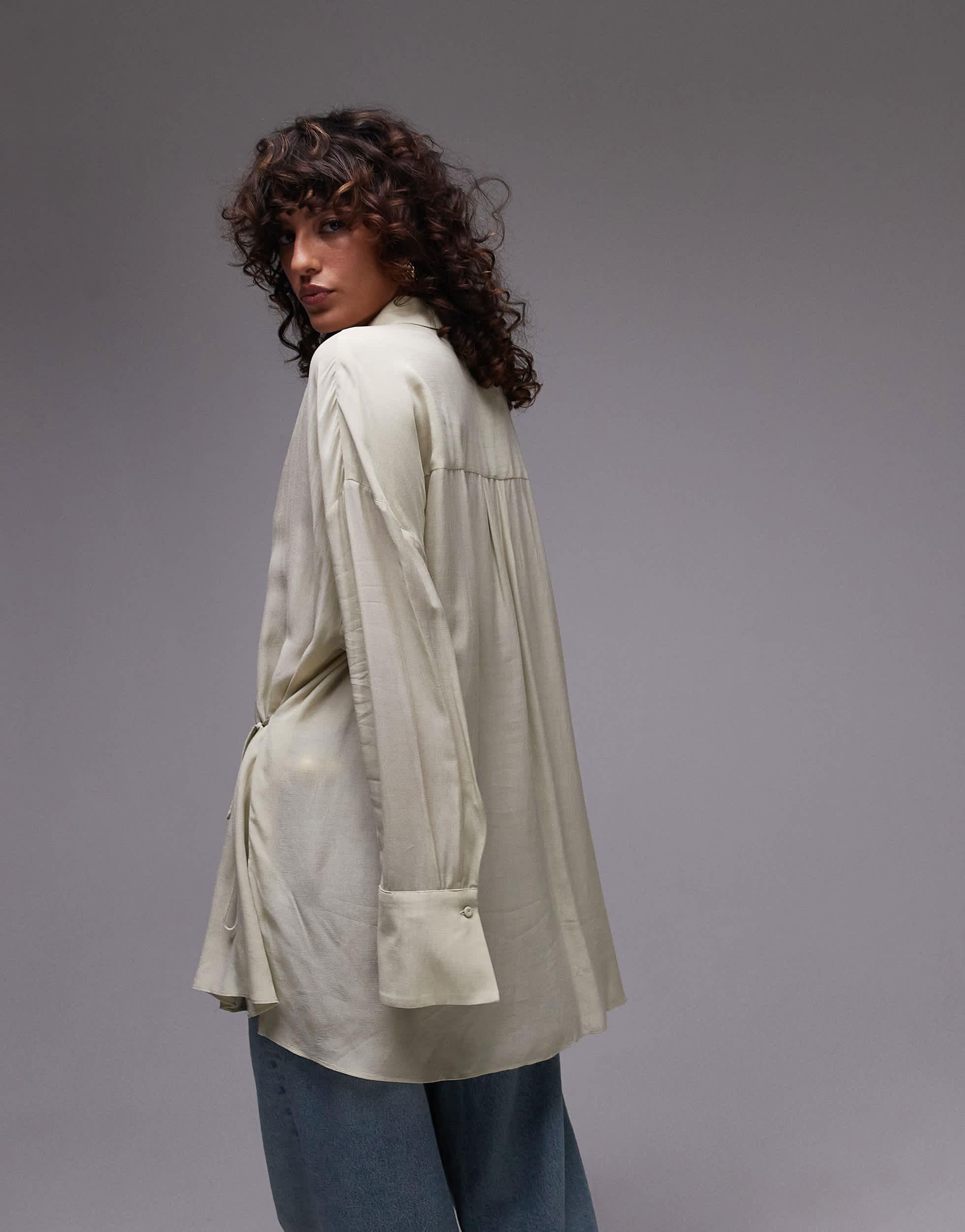 Blouse cache c ur a volants beige Mango en coloris Gris Lyst
