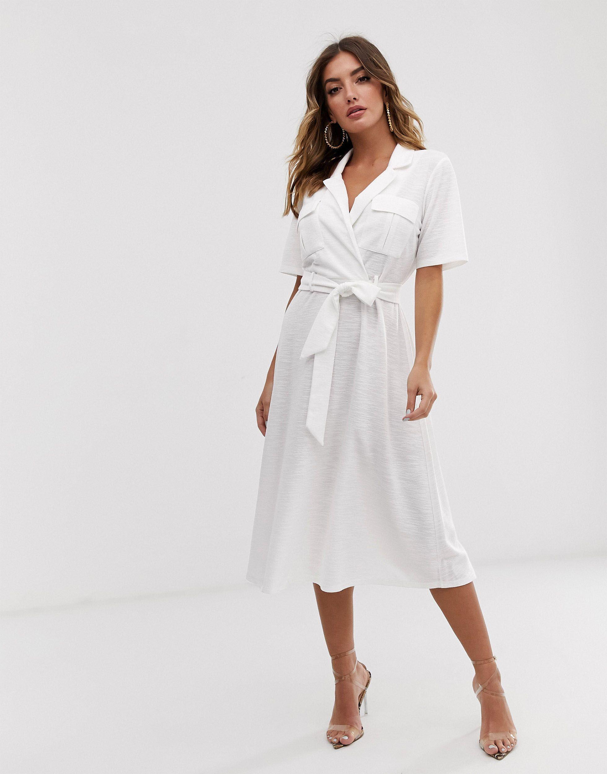 ASOS Synthetic Midi Belted Shirt Dress ...