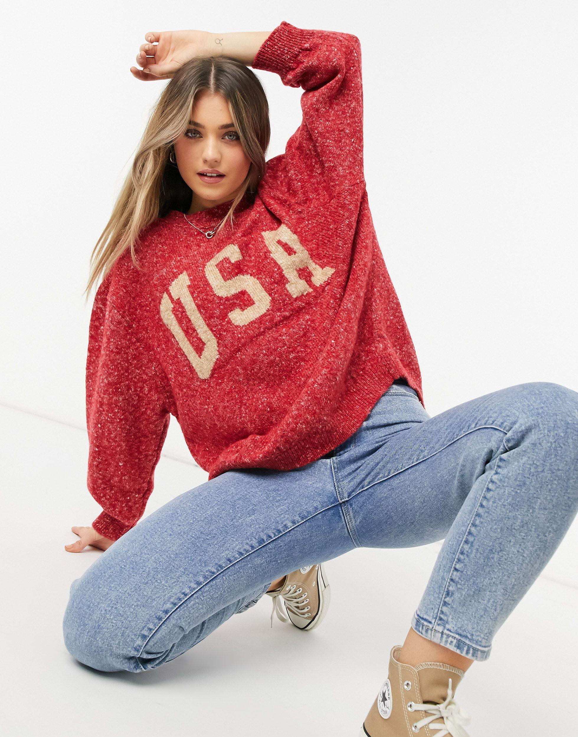 Stradivarius Usa Jumper in Red Lyst