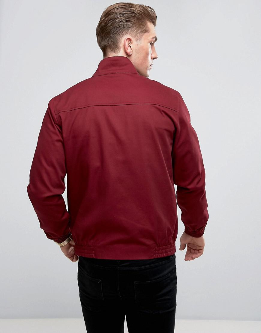 Lyle & Scott Cotton Harrington Jacket Burgundy in Red for Men | Lyst